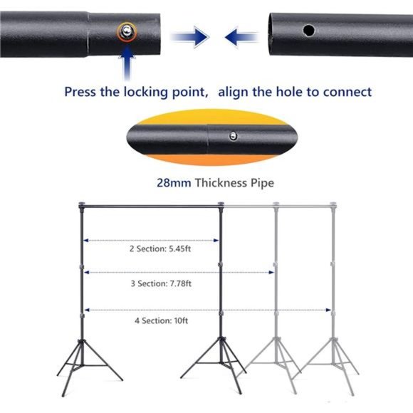 Backdrop Stand, 10x8.5ft Adjustable Photo Backdrop Stand , Heavy Duty - Picture 4 of 7